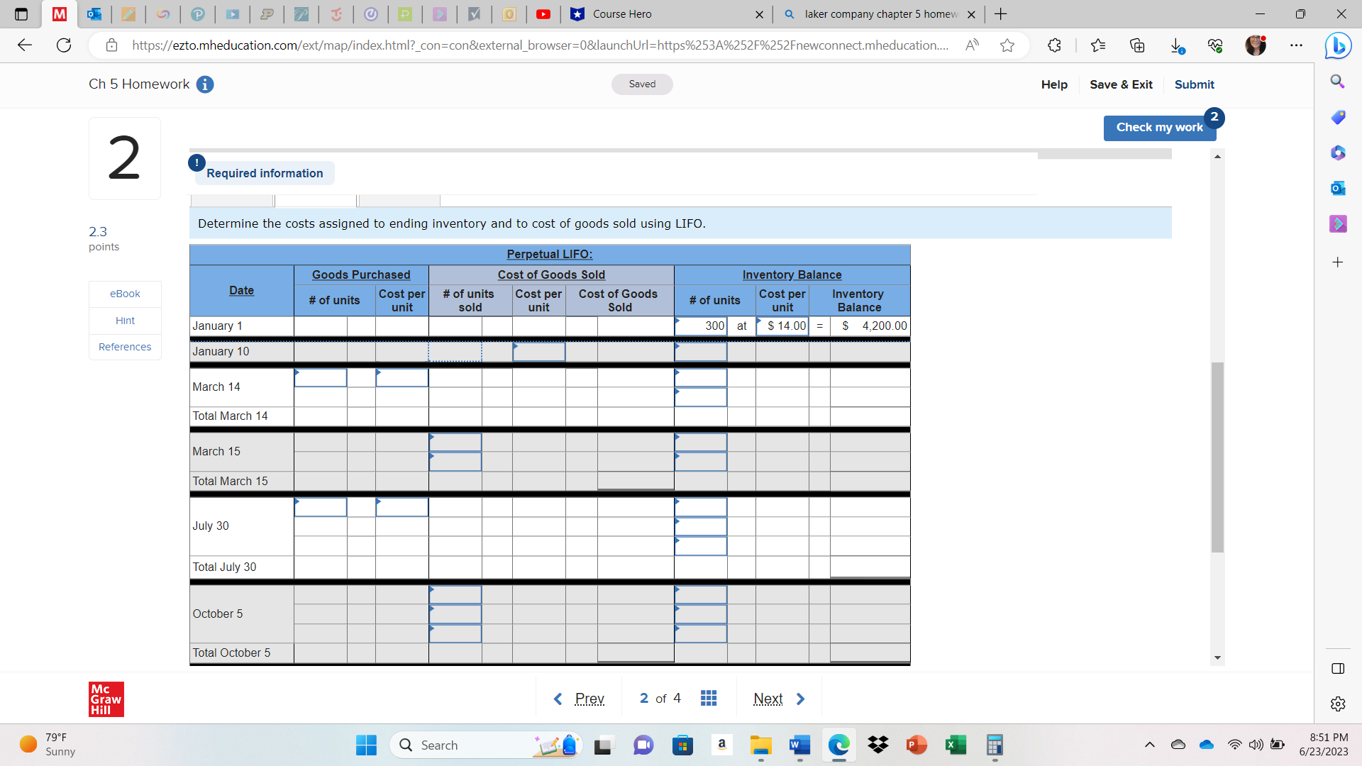 I am having such a difficult time with LIFO. last