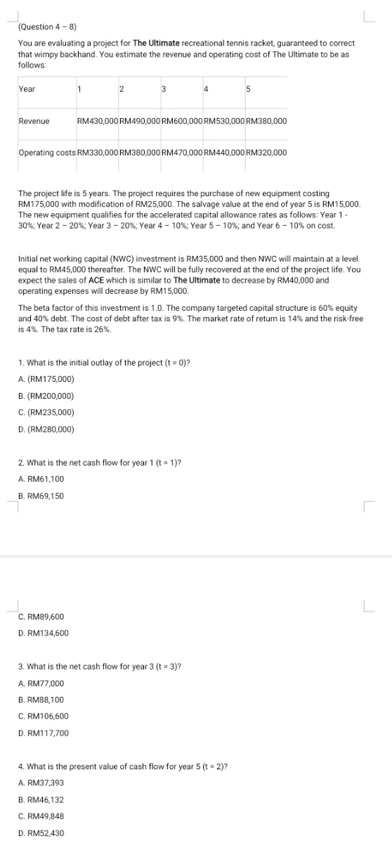 please give answer for all question (Question 4 -