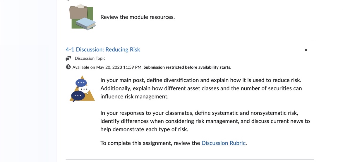 Review the module resources. 4-1 Discussion: