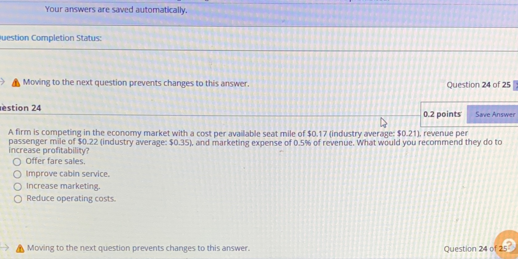 Your answers are saved automatically. uestion