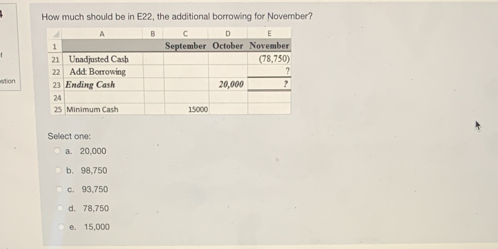 How much should be in E22, the additional