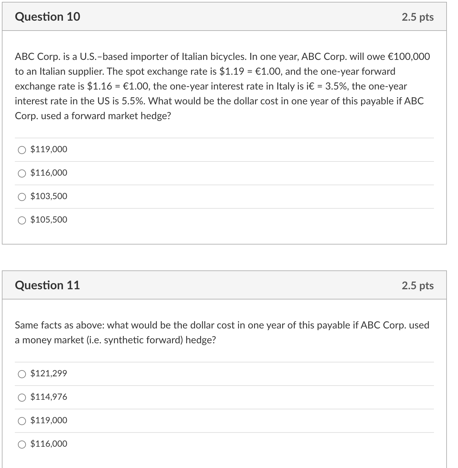 Y8 Question 10 2.5 pts ABC Corp. is a U.S.-based