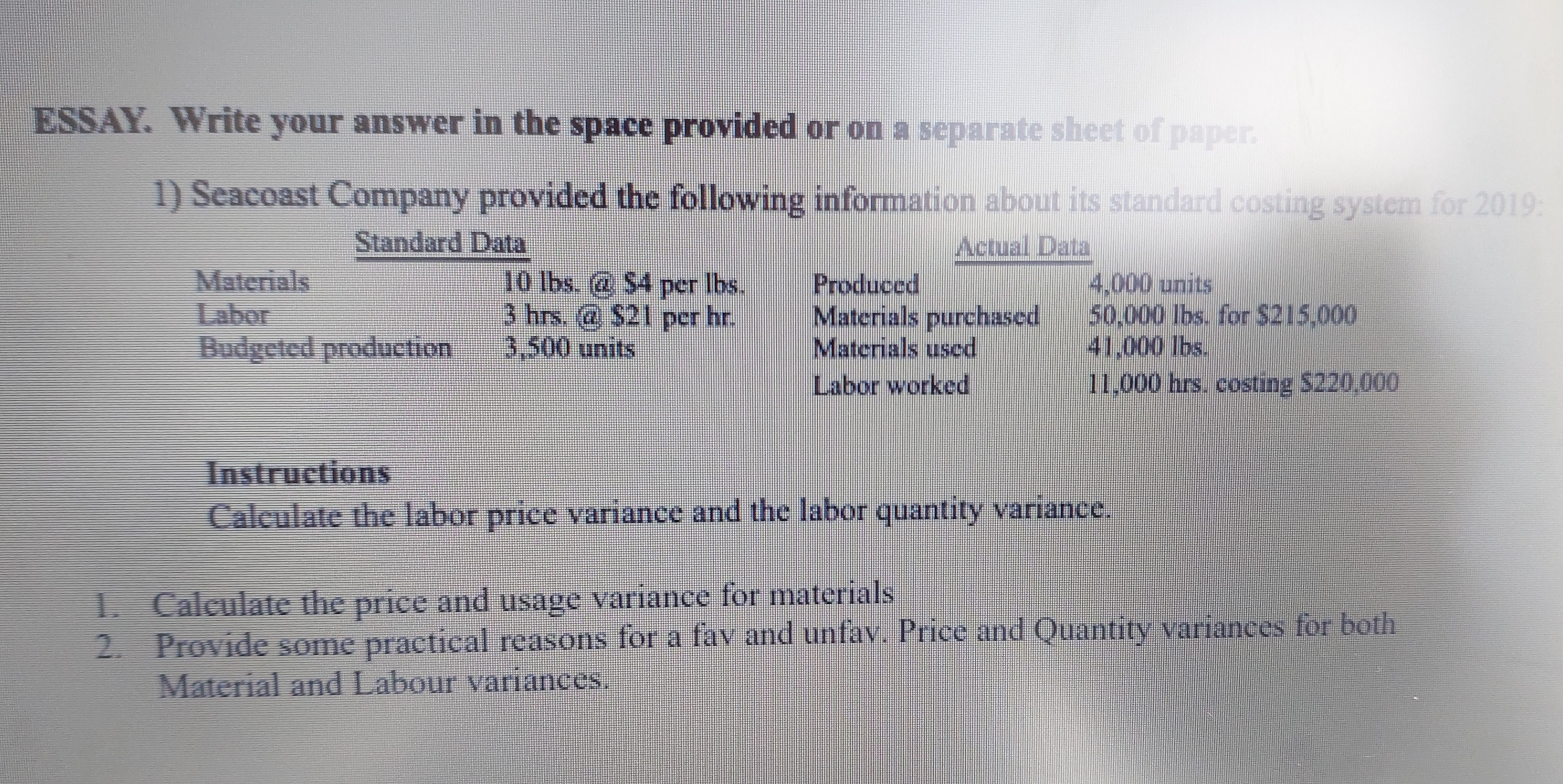 ESSAY. Write your answer in the space provided or