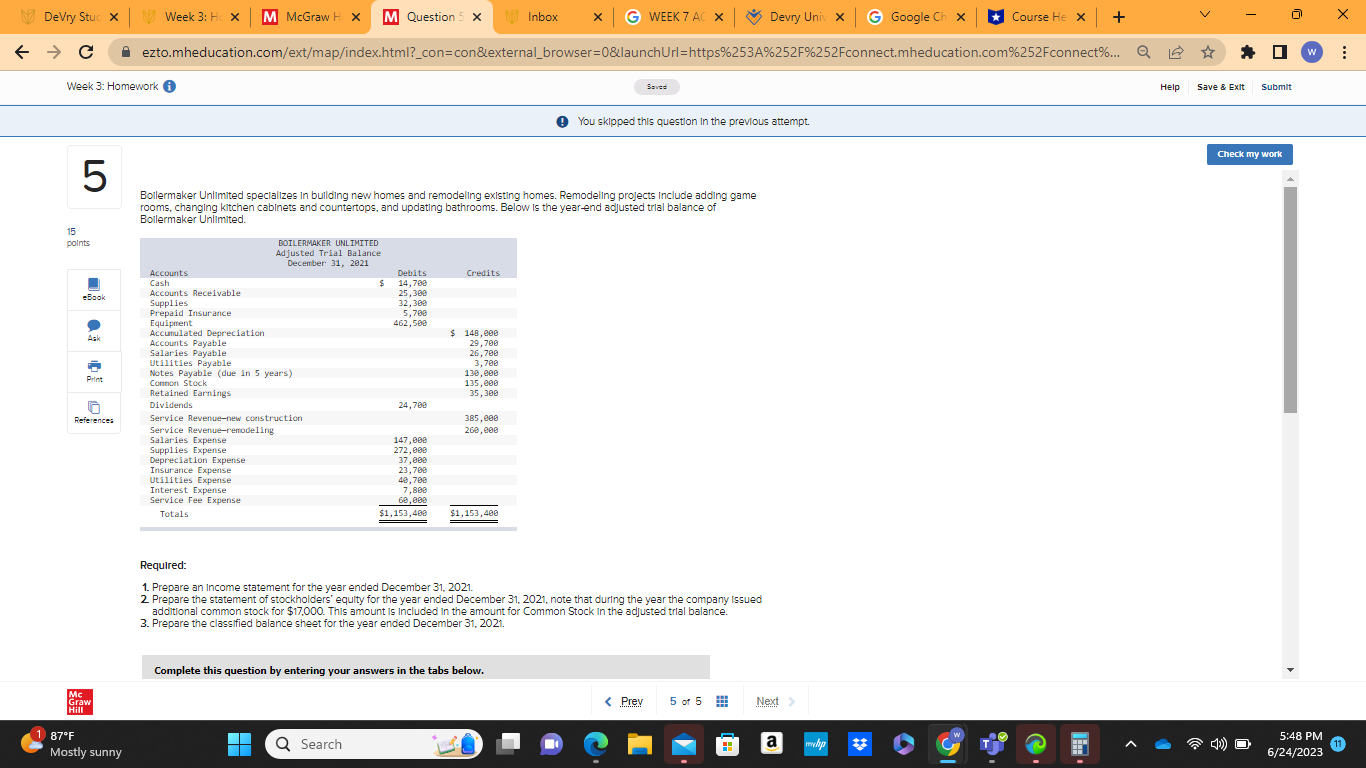 DeVry Stuc X Week 3: Hc X M McGraw H X M Question