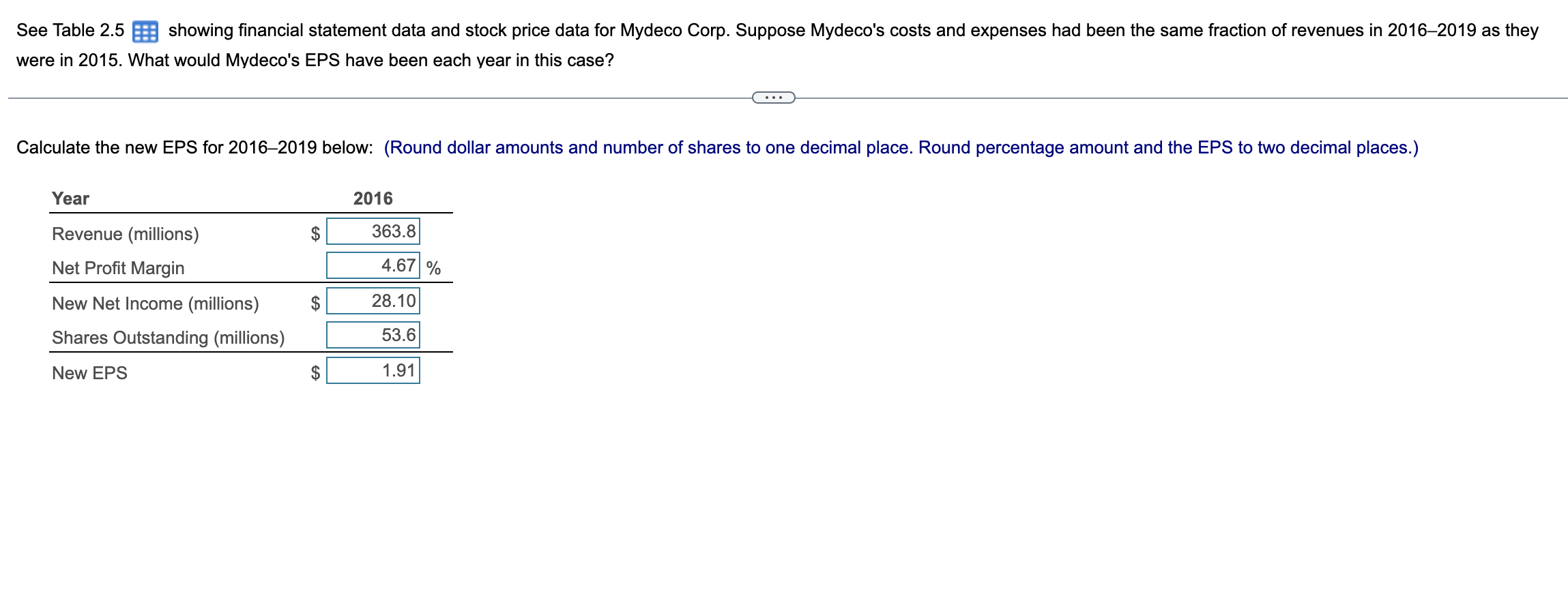 See Table 2.5 a showing nancial statement data