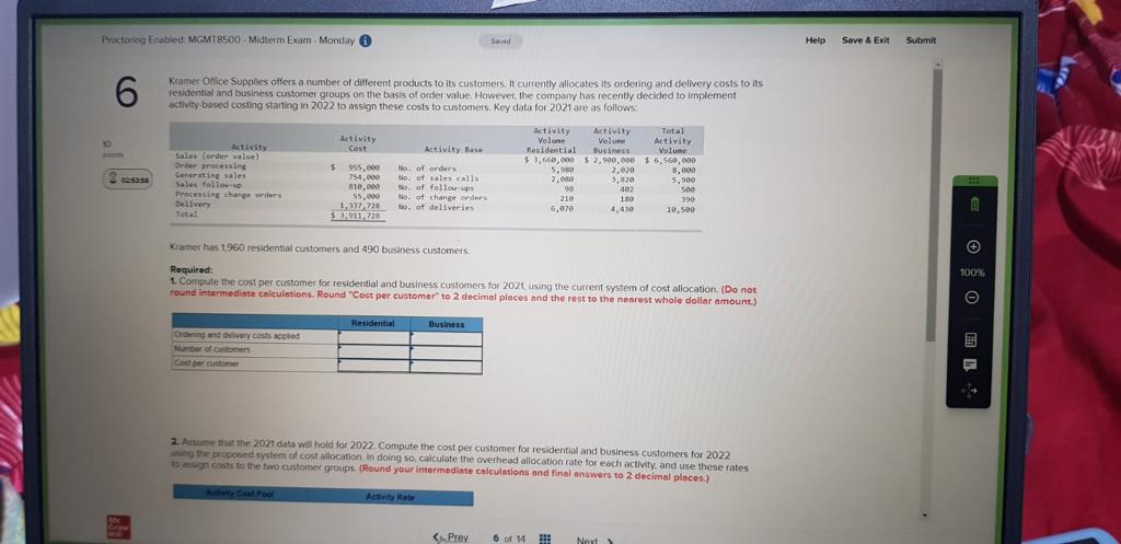 Help Save & Exit Submit Proctoring Enabled: