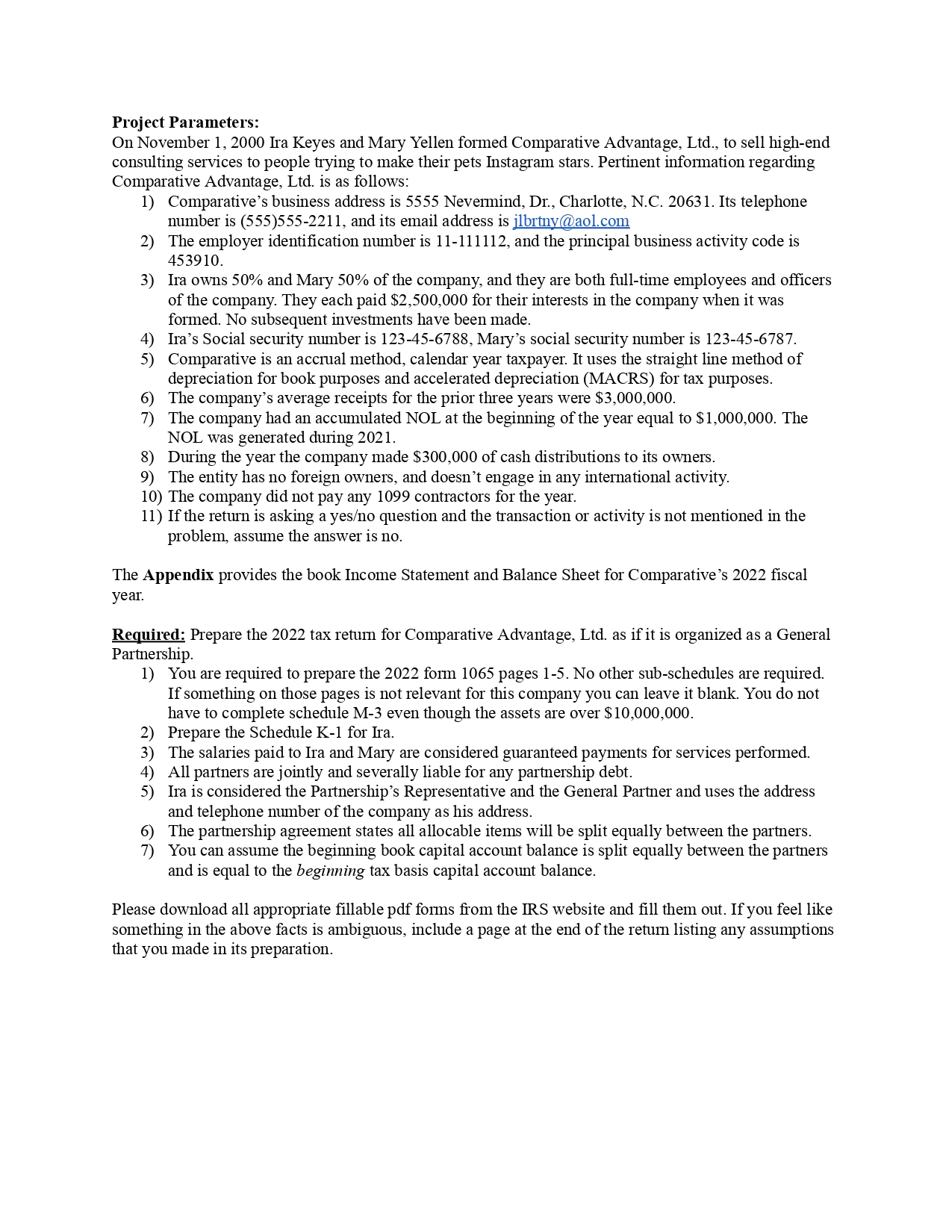 Below are the assignment instructions: Project