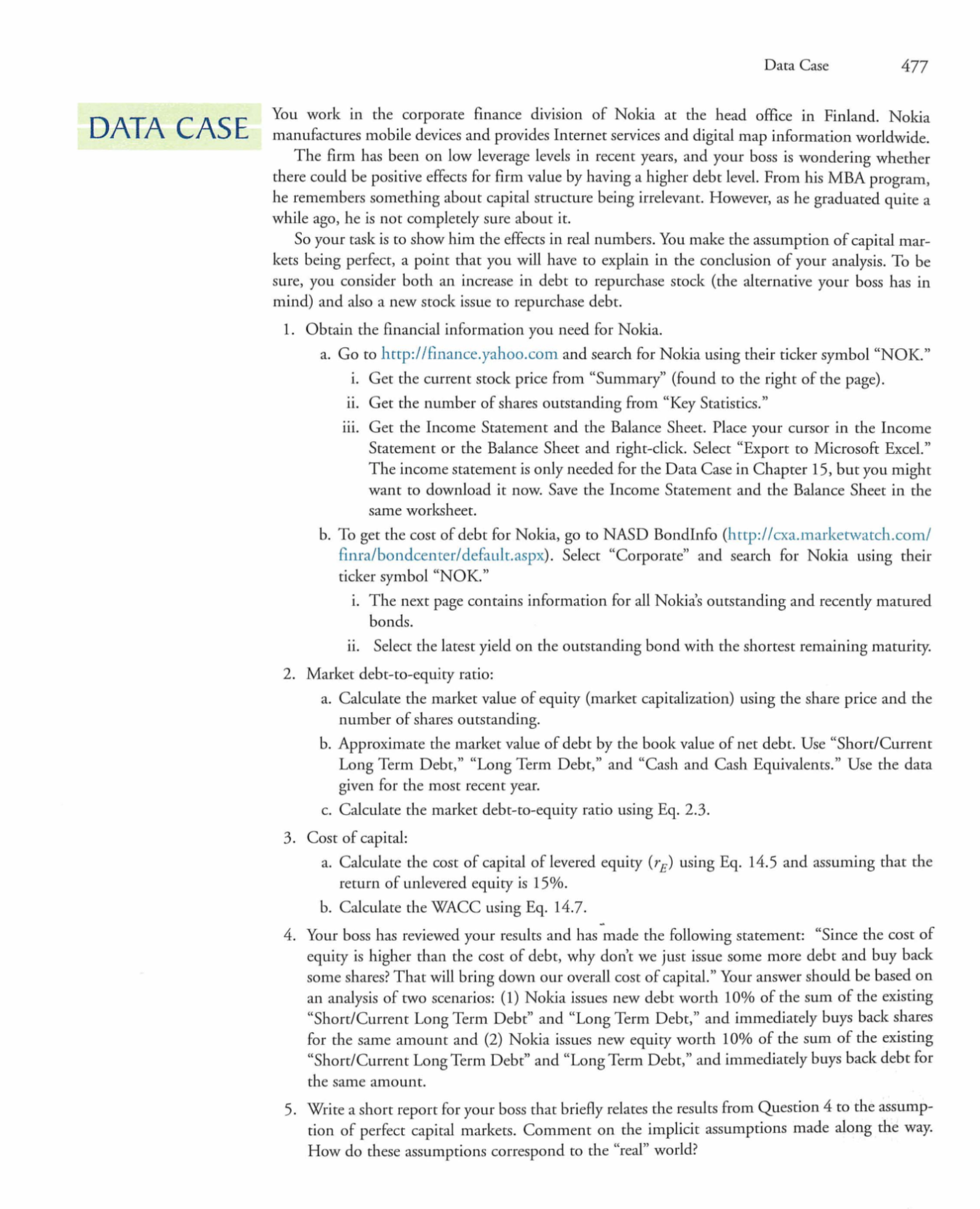 Data Case 477 DATA CASE You work in the corporate