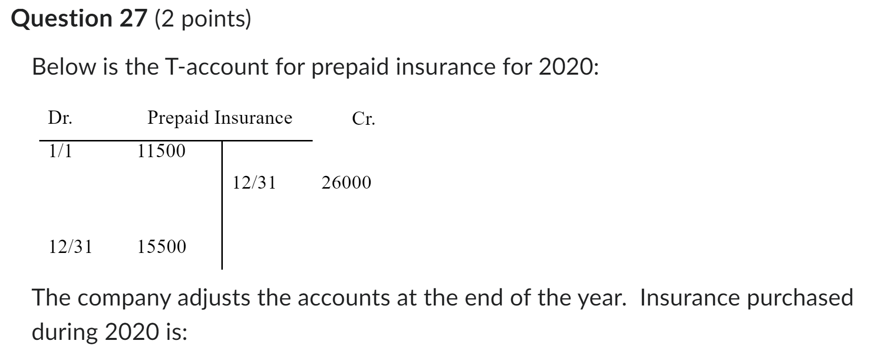 everything is included Question 26 (2 points) An