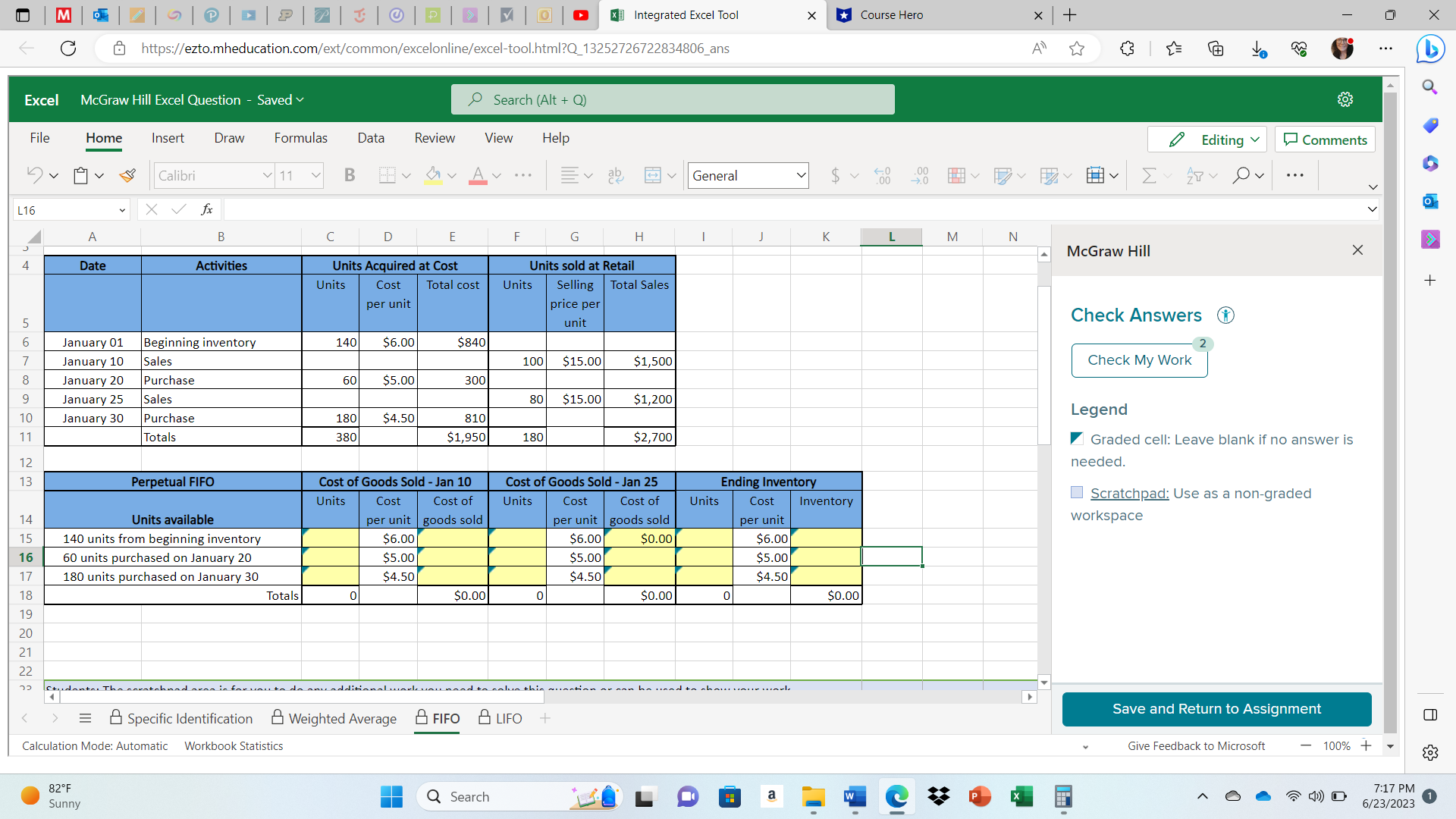 FIFO & LIFO, I am having issues. It may just be