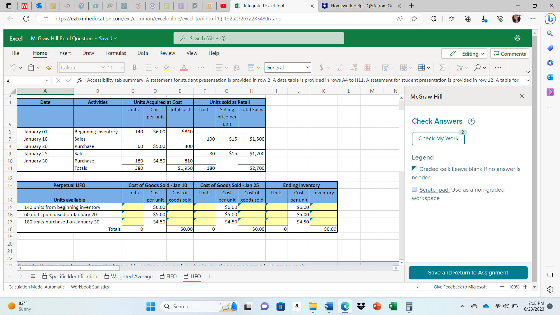 FIFO & LIFO, I am having issues. It may just be