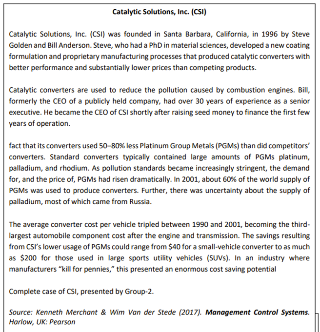 1. Based on the CSI case below, describe the