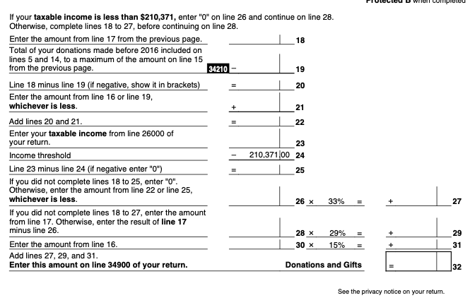 Protected B when completed T1-2019 Donations and