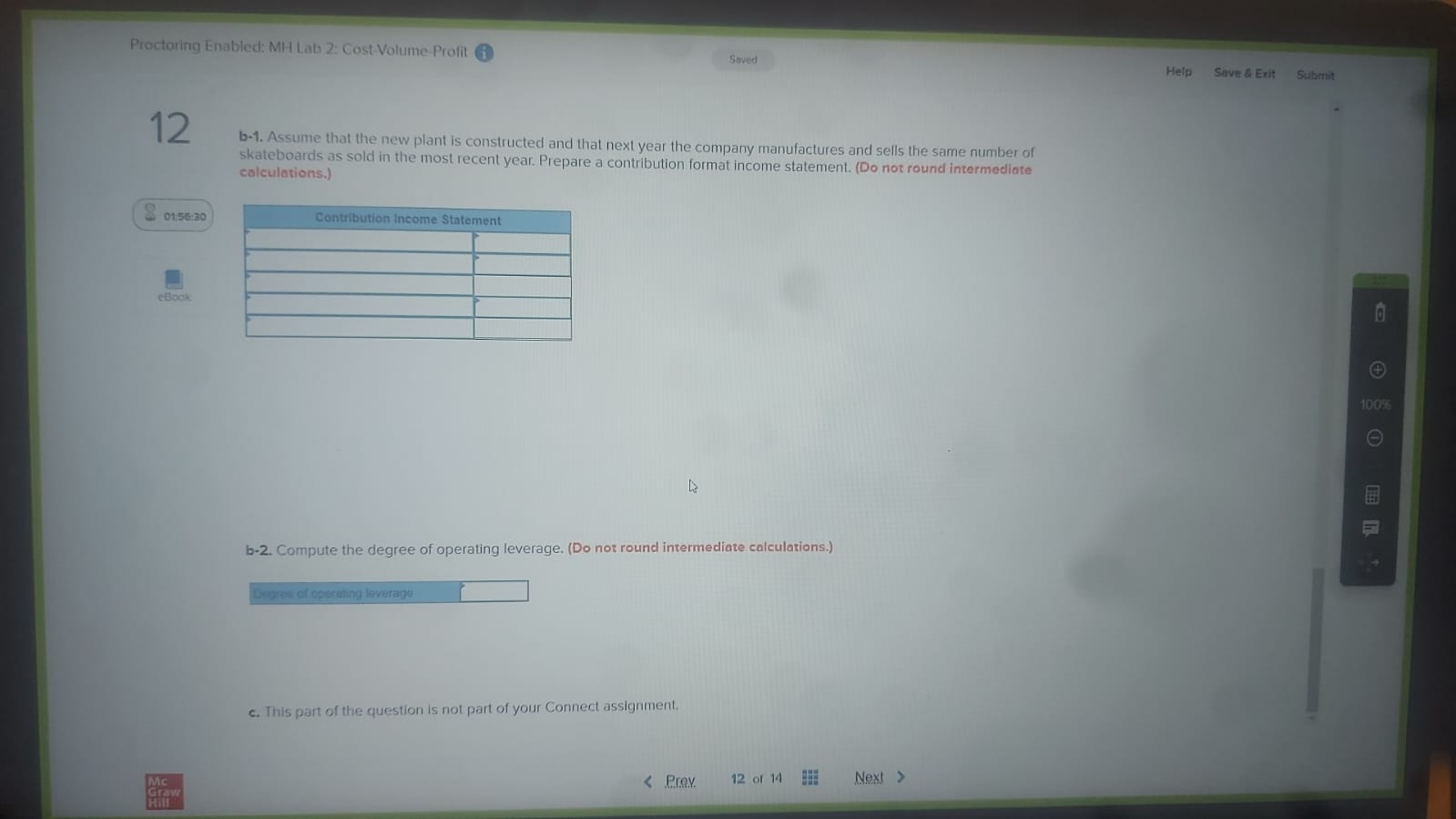 Proctoring Enabled MH Lab 2 Cost Volume Profit