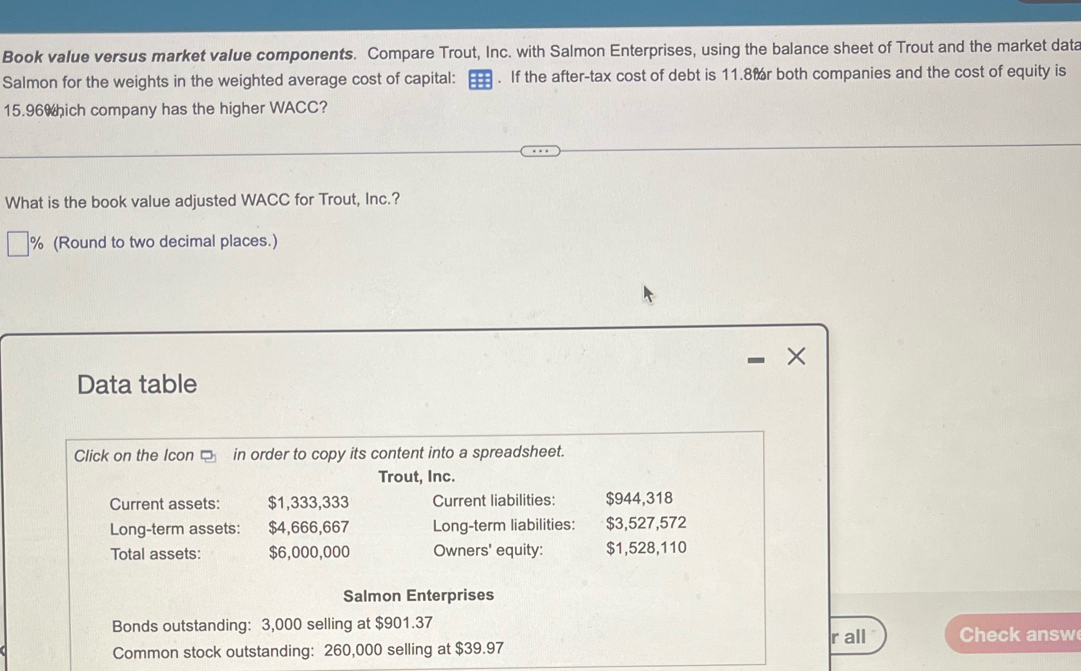 Compare trout Inc. ? With salmon enterprises,