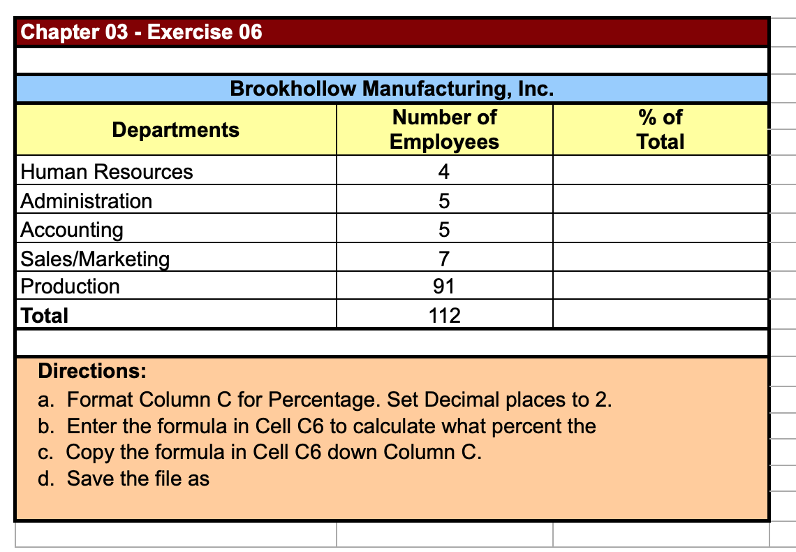 Chapter 03 - Exercise 01 1. Format the following