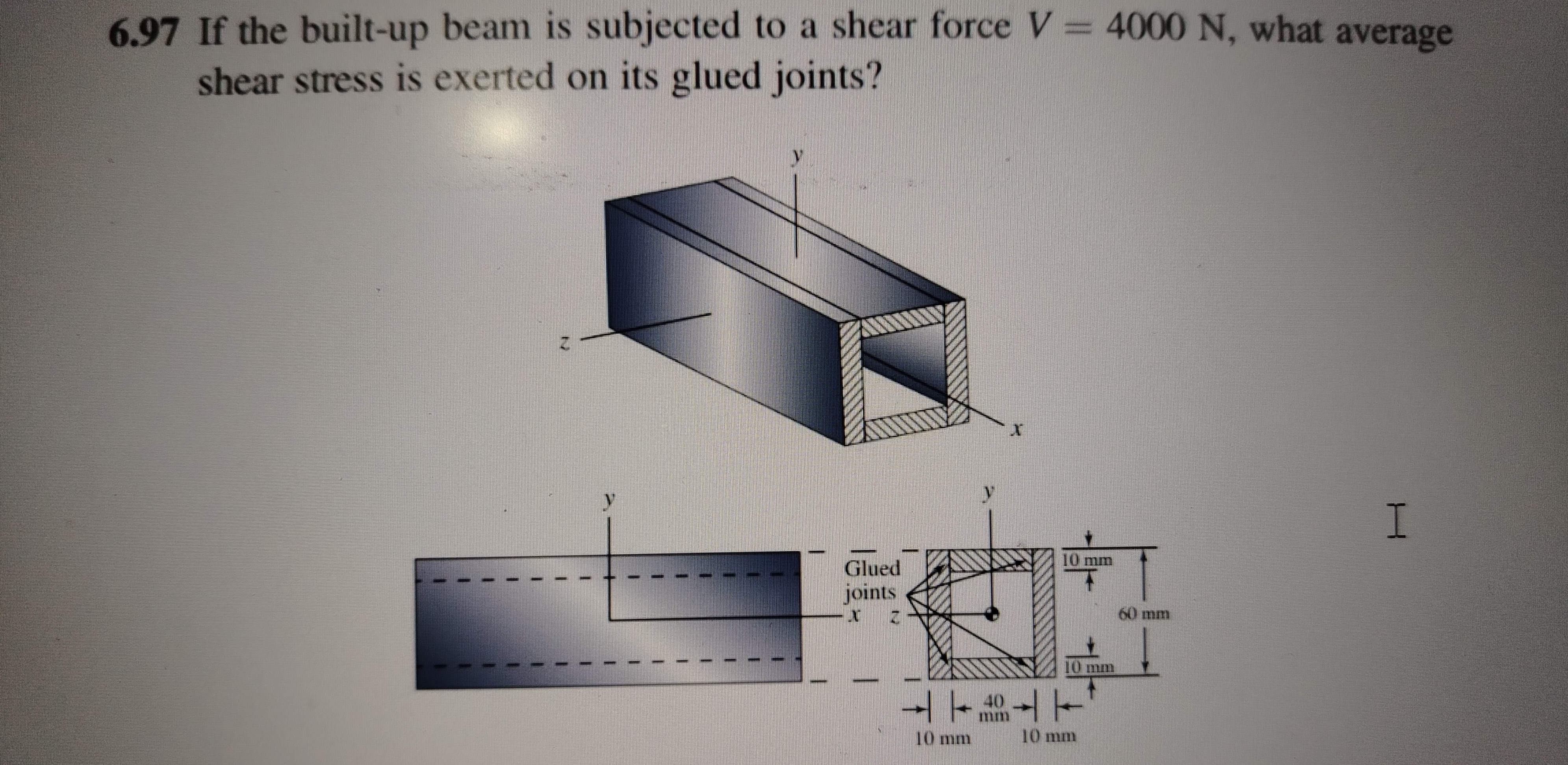 6 . 9 7 If the built - up beam is subjected to a