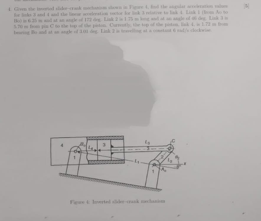 4 . Given the inverted slider - crank mechanism