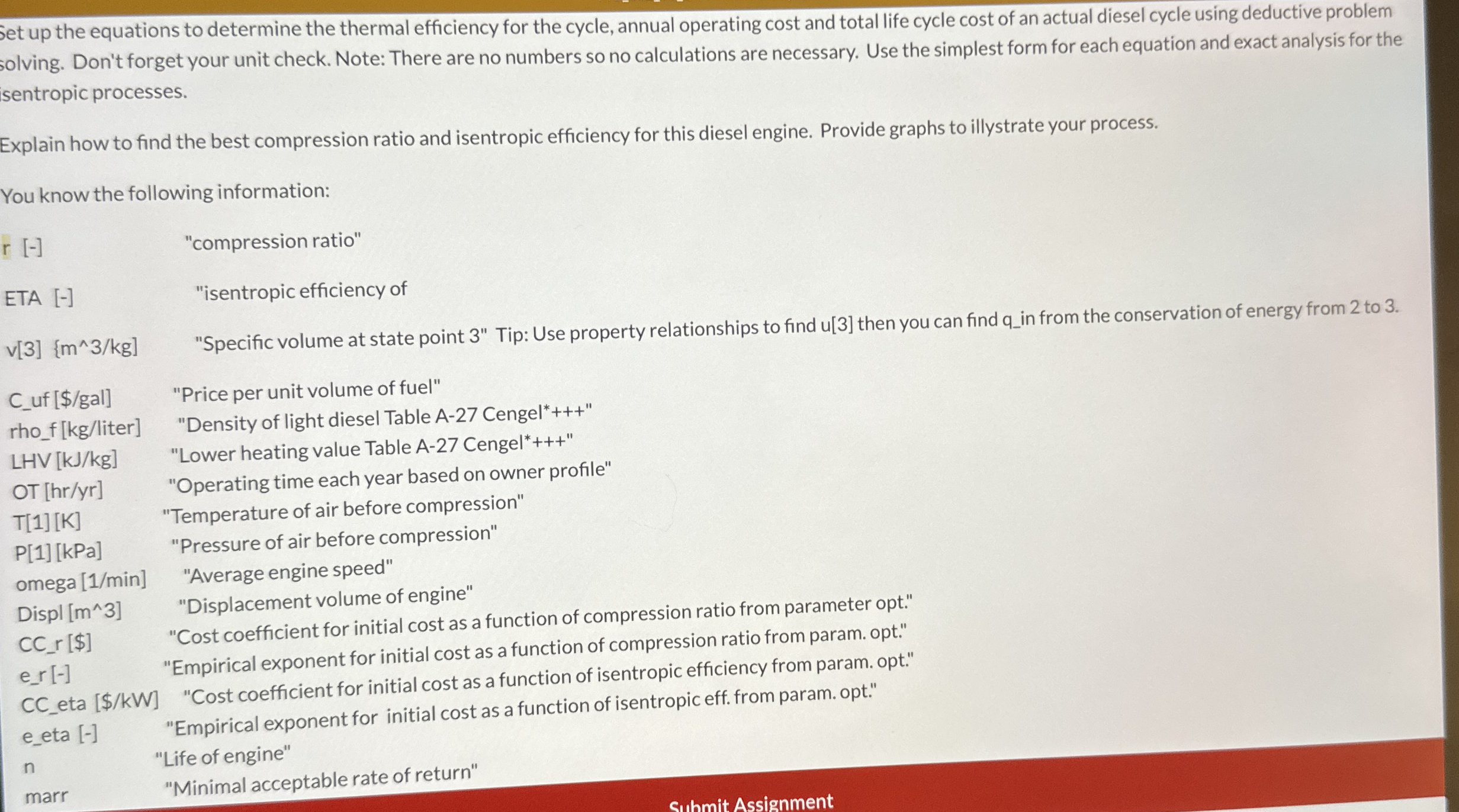 Set up the equations to determine the thermal