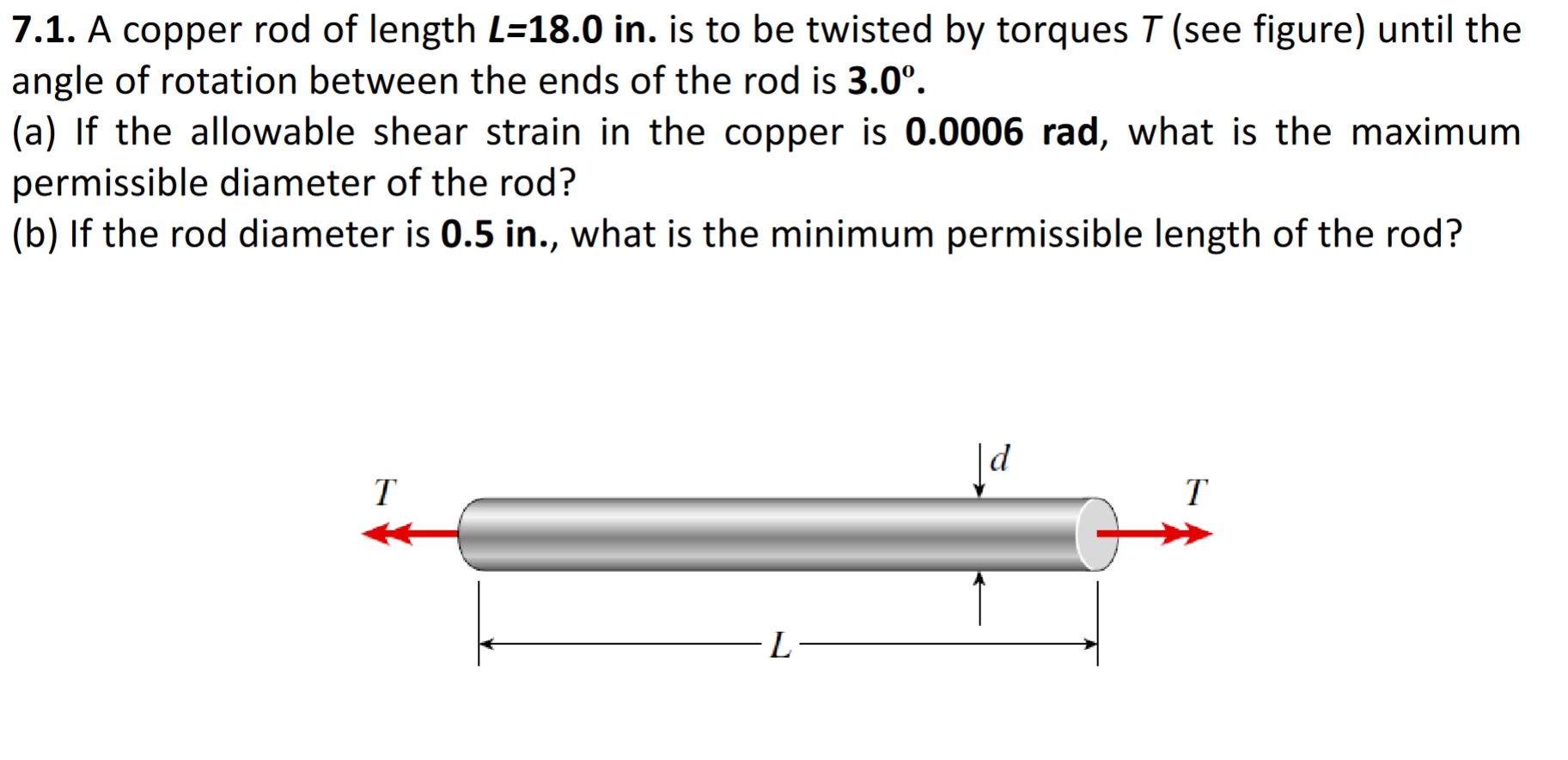 7 . 1 . A copper rod of length \ ( L = 1 8 . 0 \