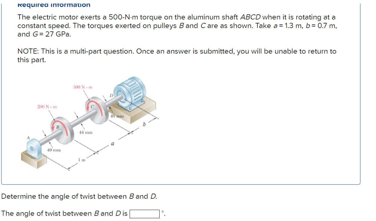 required intormation The electric motor exerts a