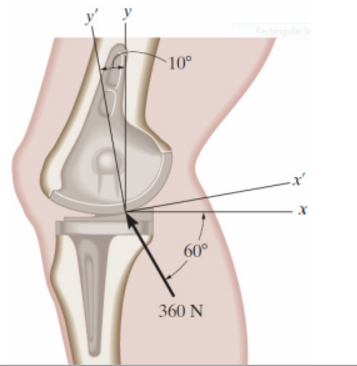 If the force acting along the leg is 3 6 0 N ,