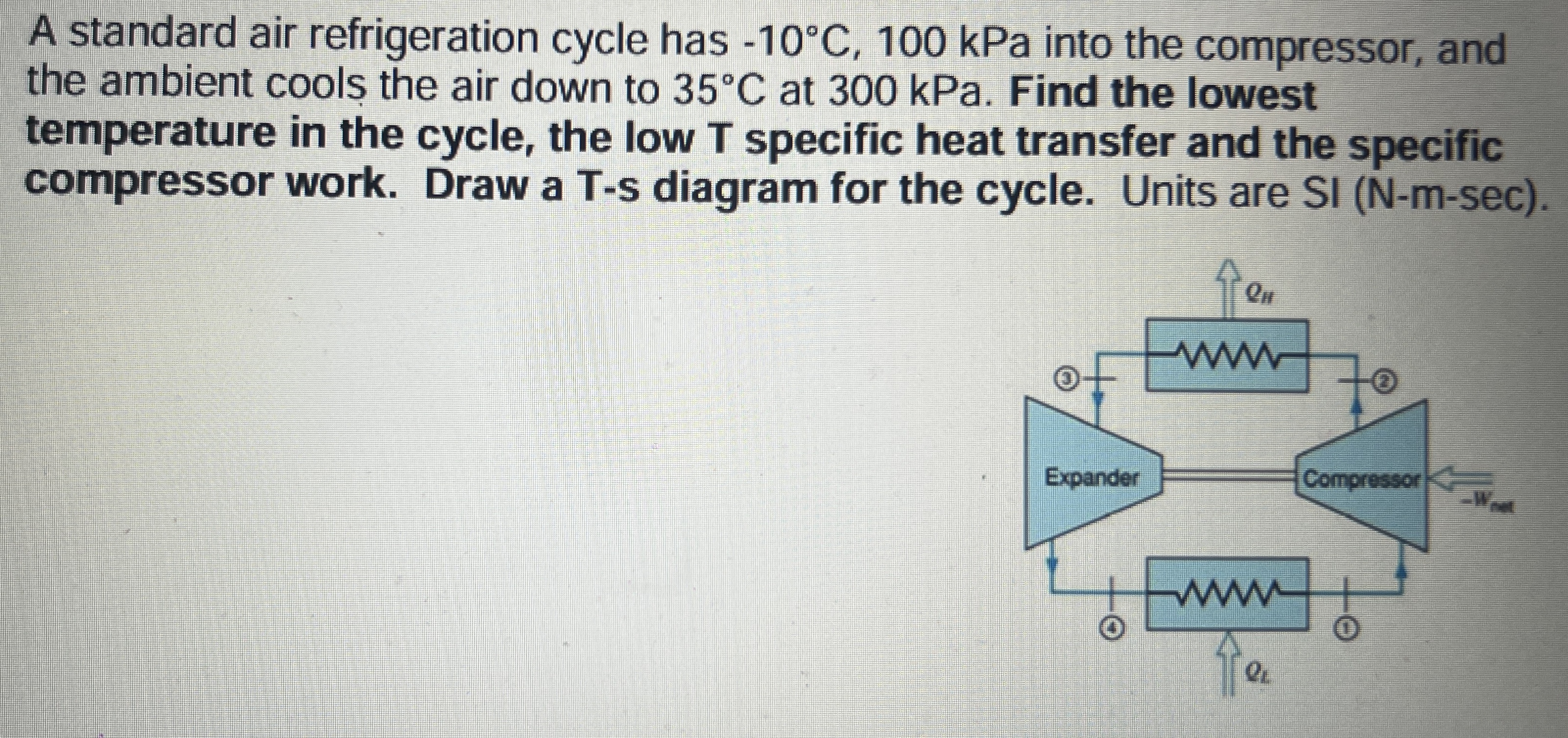 A standard air refrigeration cycle has - 1 0 C ,
