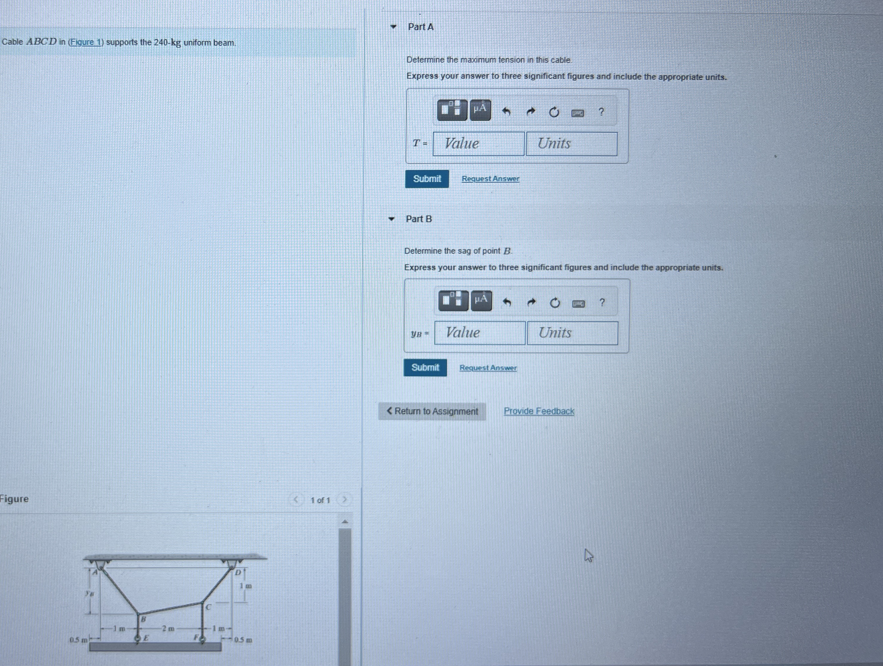 Cable ABCD in ( Figure 1 ) supports the 2 4 0 - k