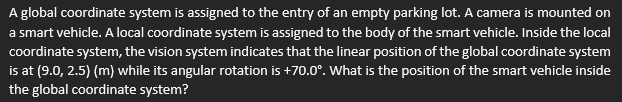 A global coordinate system is assigned to the