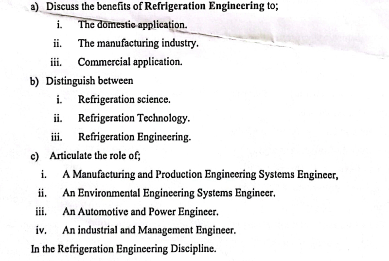 a ) Discuss the benefits of Refrigeration