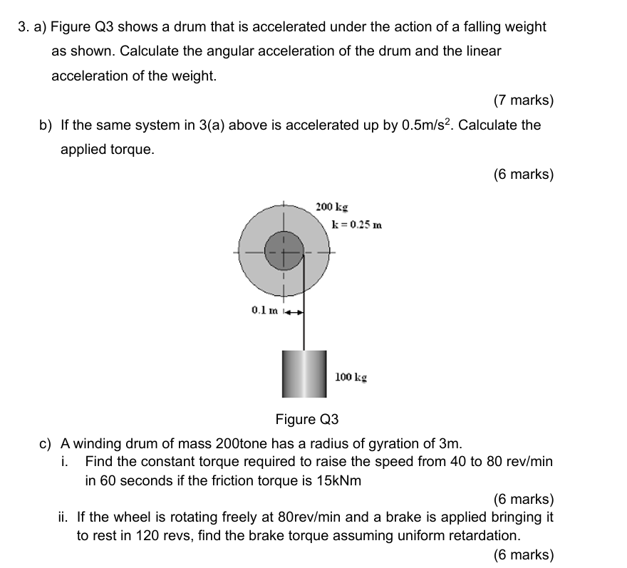 h = = rigure vis c ) A winding drum of mass 2 0 0