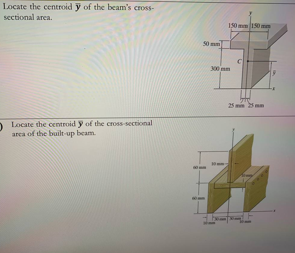 Locate the centroid ? b a r ( y ) of the beam's