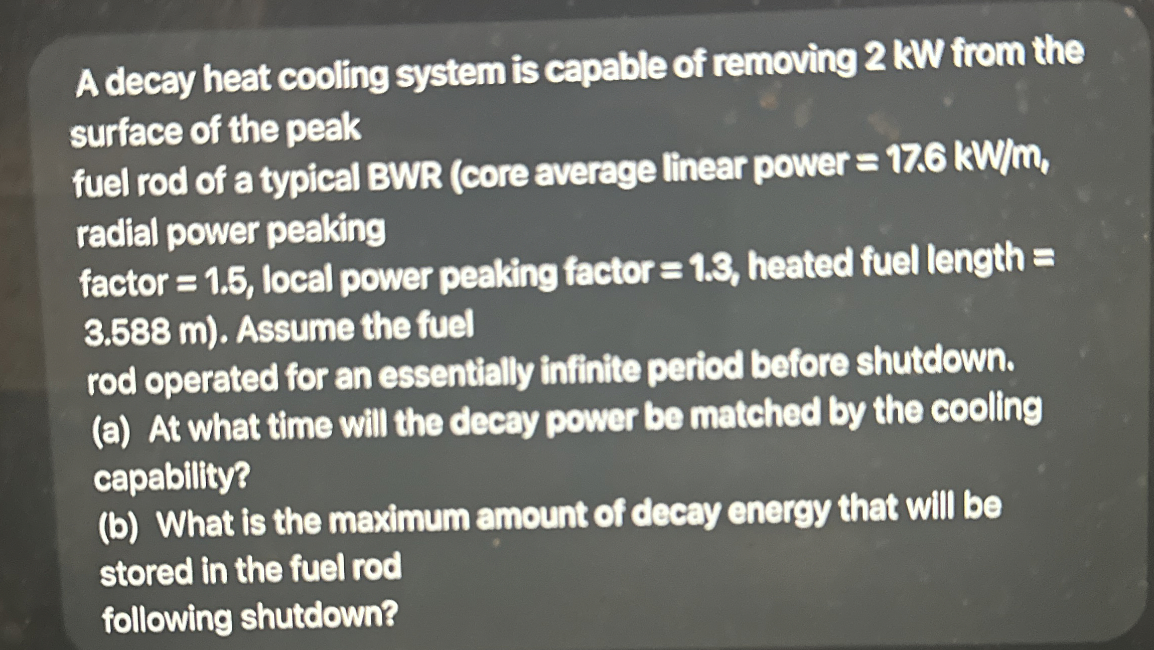 A decay heat cooling system is capable of