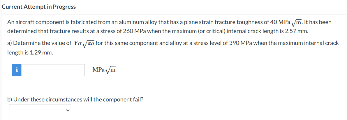 Current Attempt in Progress An aircraft component