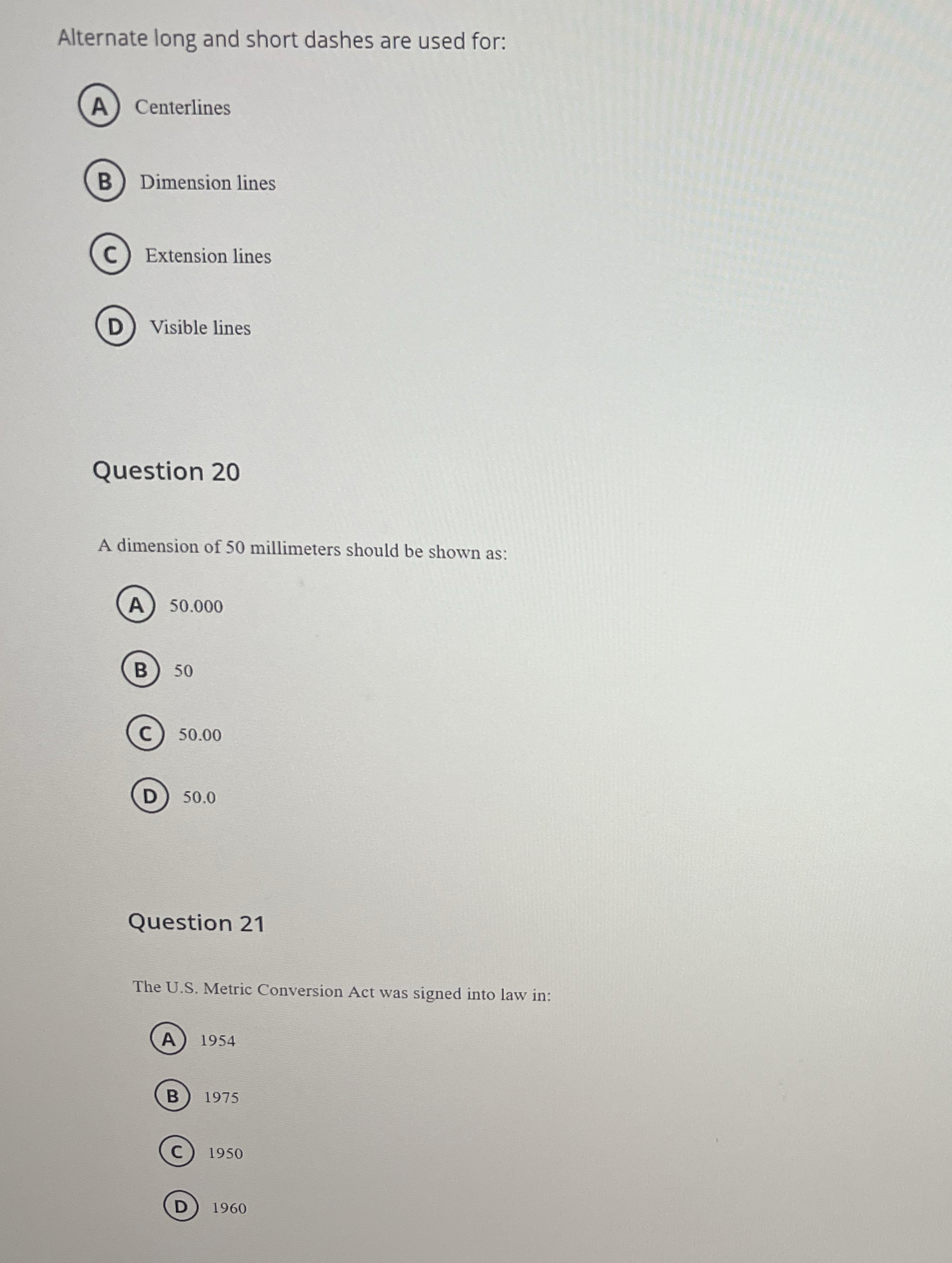 Alternate long and short dashes are used for: