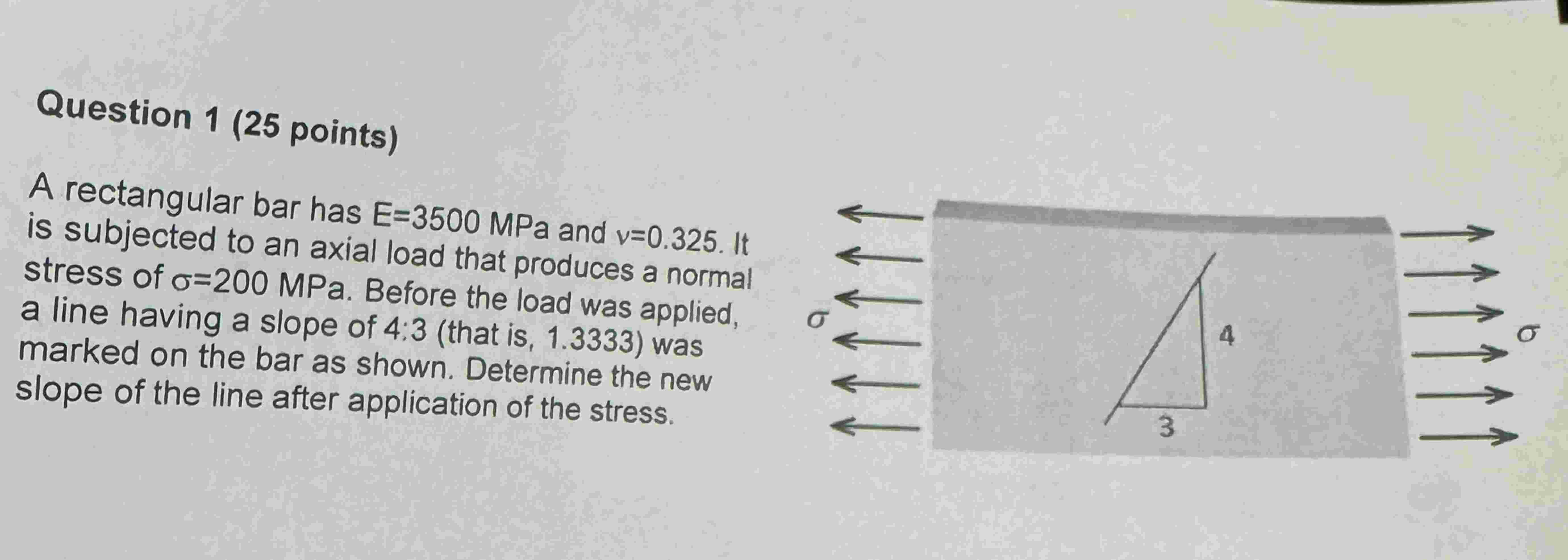 Question 1 ( 2 5 points ) A rectangular bar has E