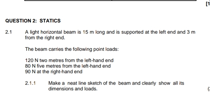 QUESTION 2 : STATICS 2 . 1 A light horizontal