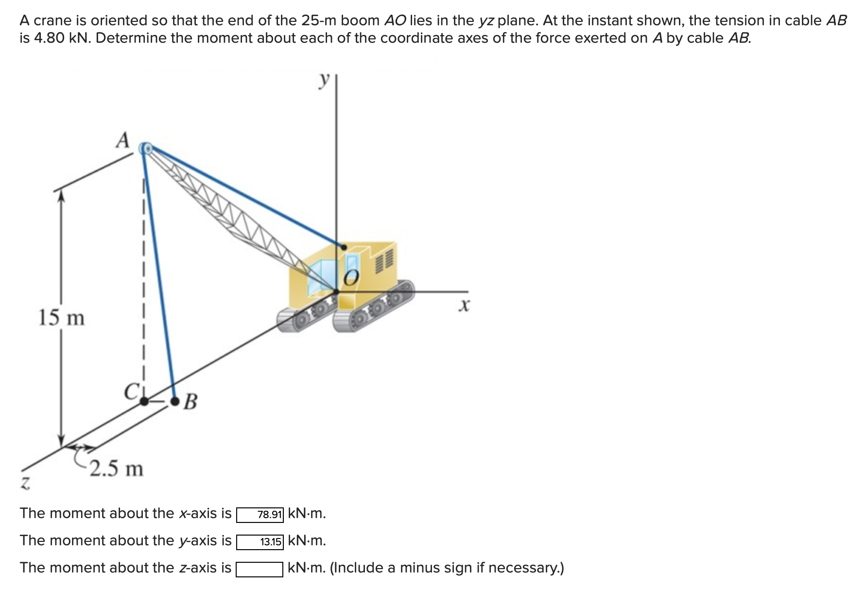 A crane is oriented so that the end of the \ ( 2