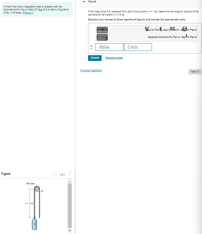 Part A A chain that has a negligible mass is