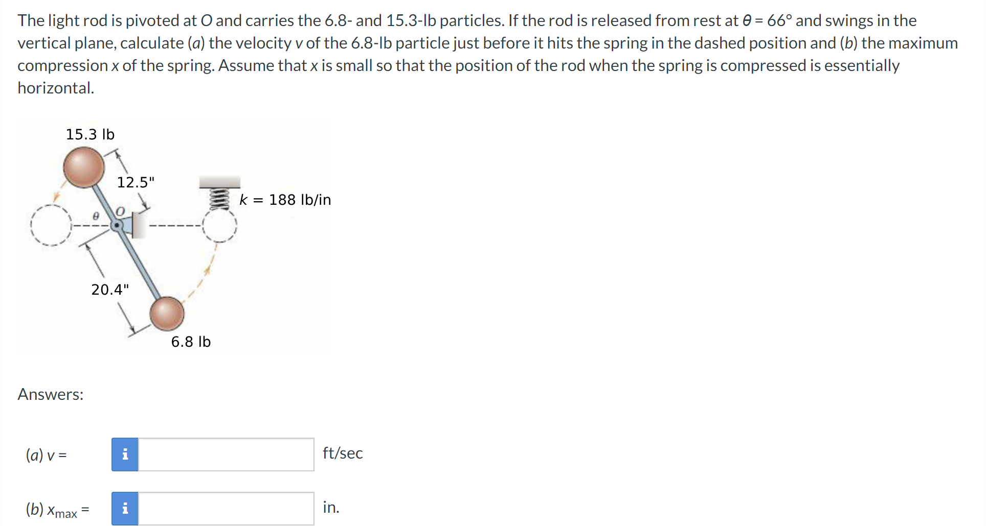 The light rod is pivoted at O and carries the 6 .