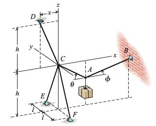 As shown, a system of cables suspends a crate