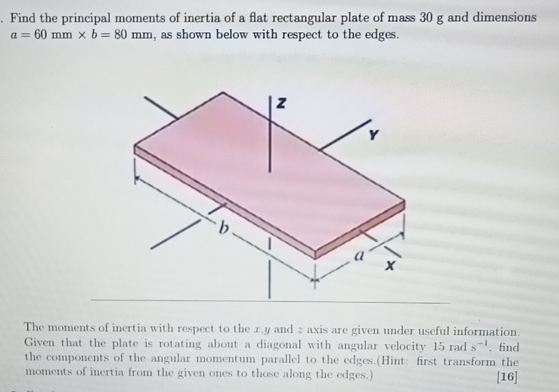 Find the principal moments of inertia of a flat