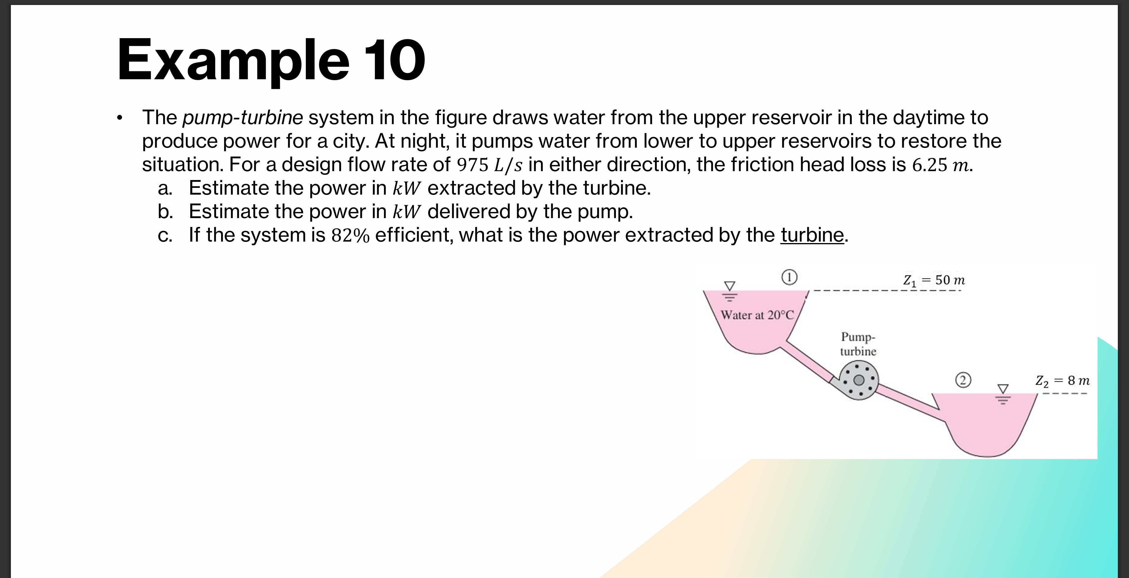 A . Estimate the power in kW extracted by the