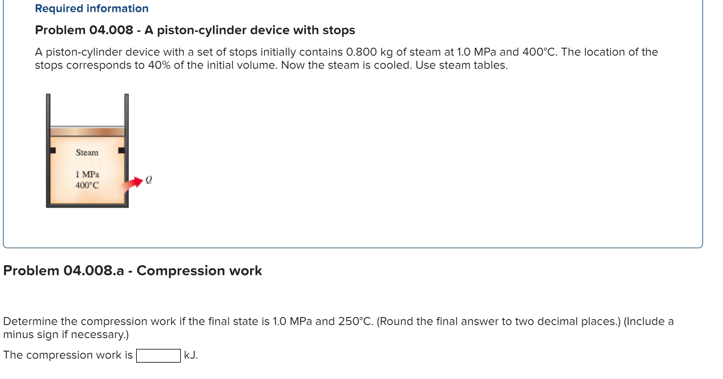 Determine the compression work if the final state