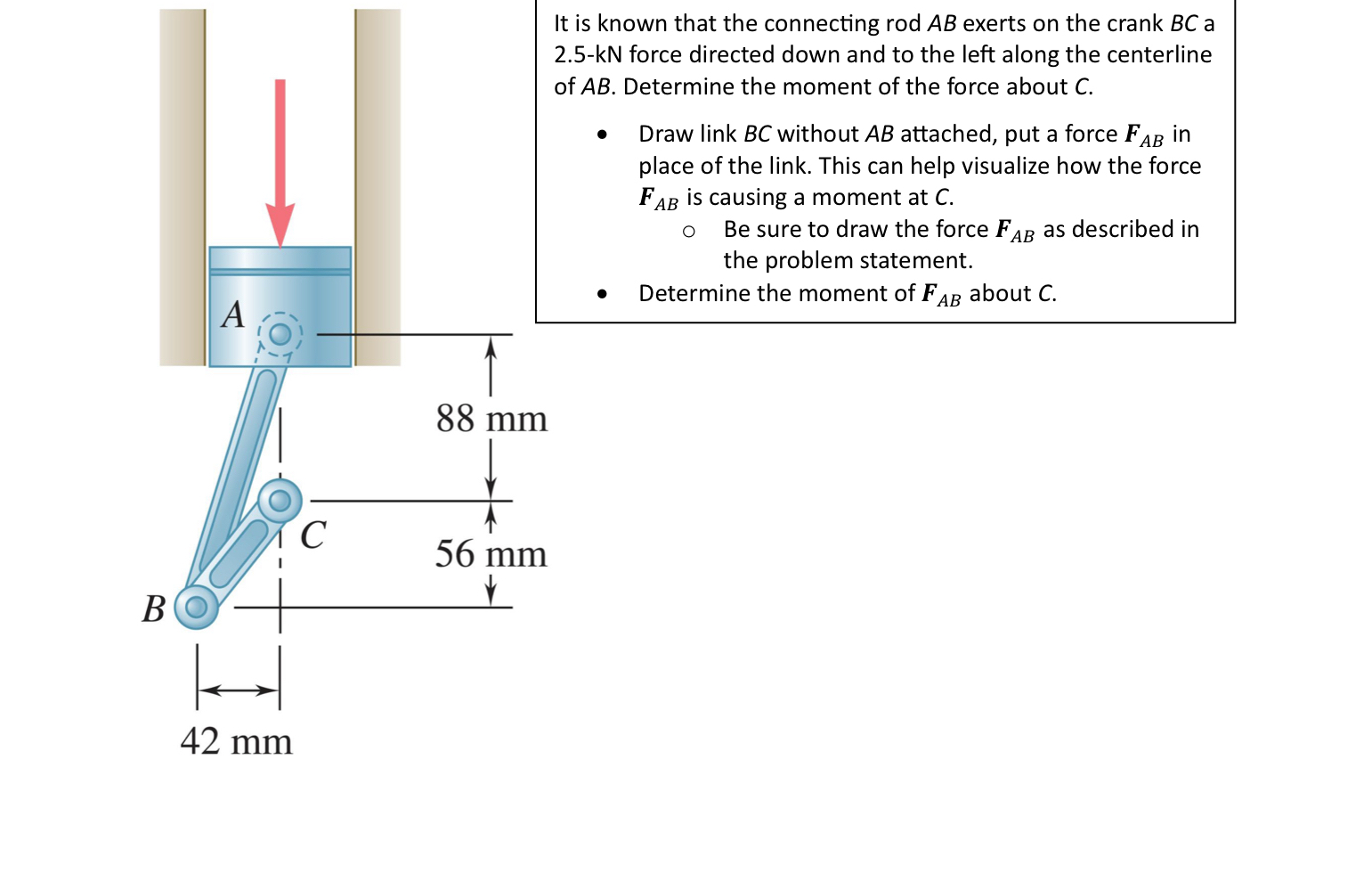 It is known that the connecting rod A B exerts on