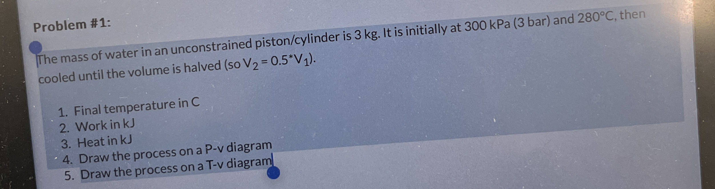 Problem # 1 : The mass of water in an