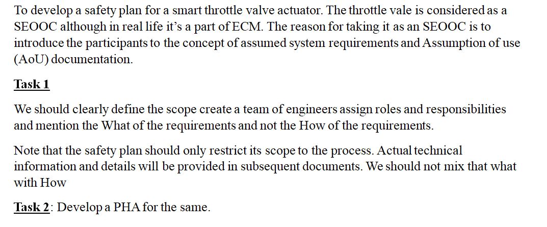 To develop a safety plan for a smart throttle