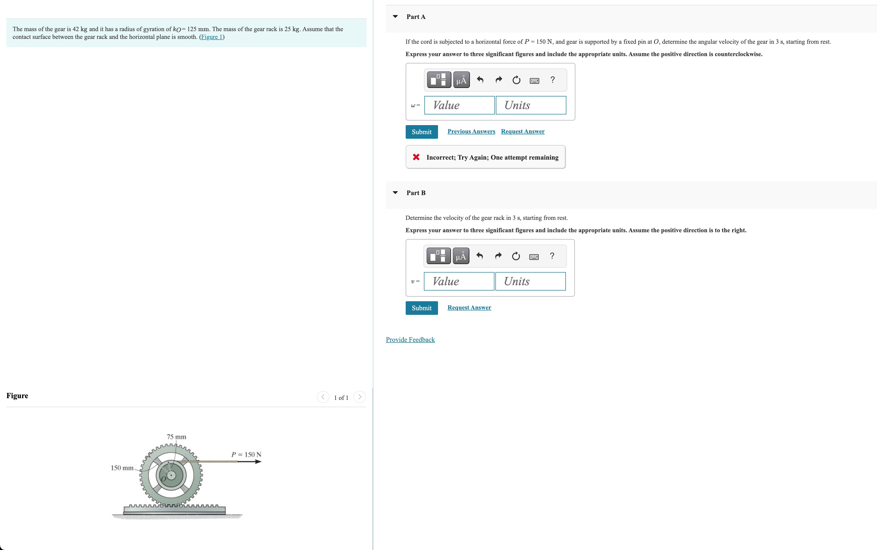 The mass of the gear is 4 2 kg and it has a