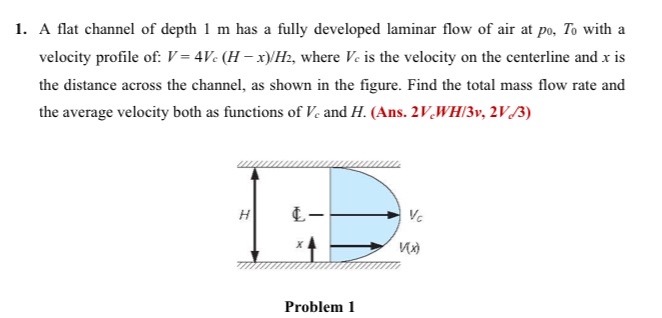 A flat channel of depth 1 m has a fully developed