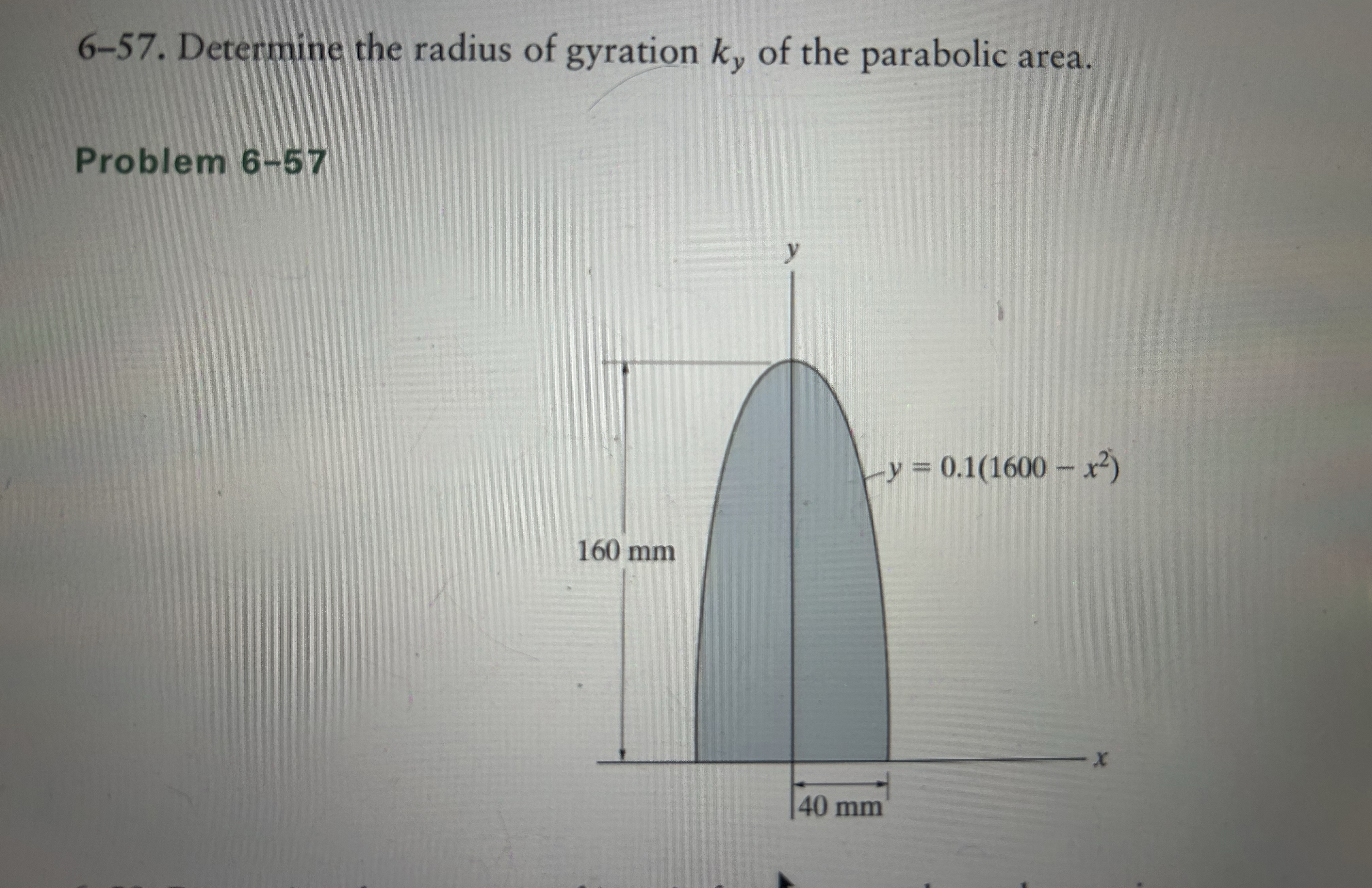 In problem 6 - 5 7 , moment of inertia about y -